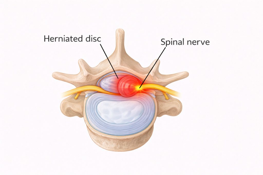 Herniated disc anatomy and nerve compression