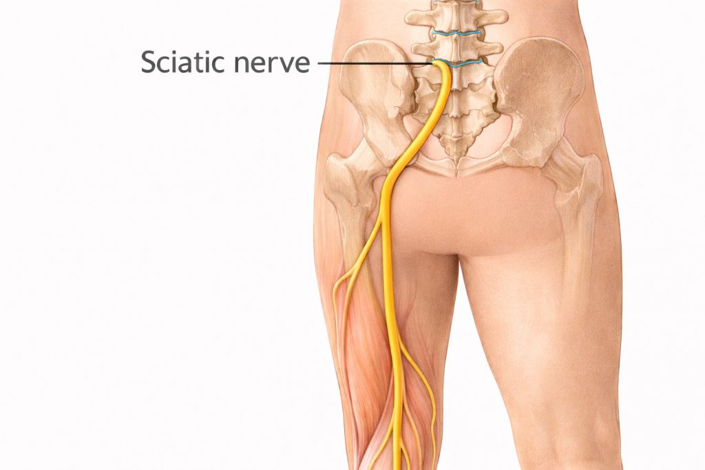 Sciatic nerve anatomy causing leg pain