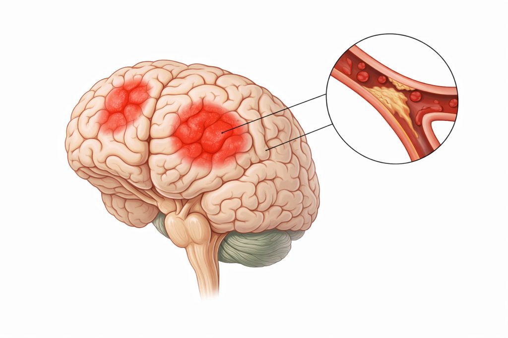 Brain anatomy showing stroke affected areas